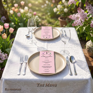 Chic Black Cat & Butterflies Pink Garden Luncheon Menu