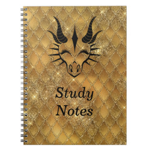 Chic Black Dragon Head & Gold Dragon Scales Notebook