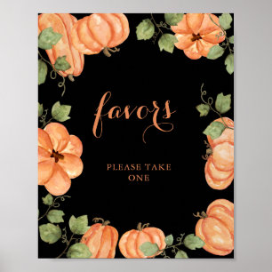 Chic Black Fall Pumpkin Baby Shower Favors Poster