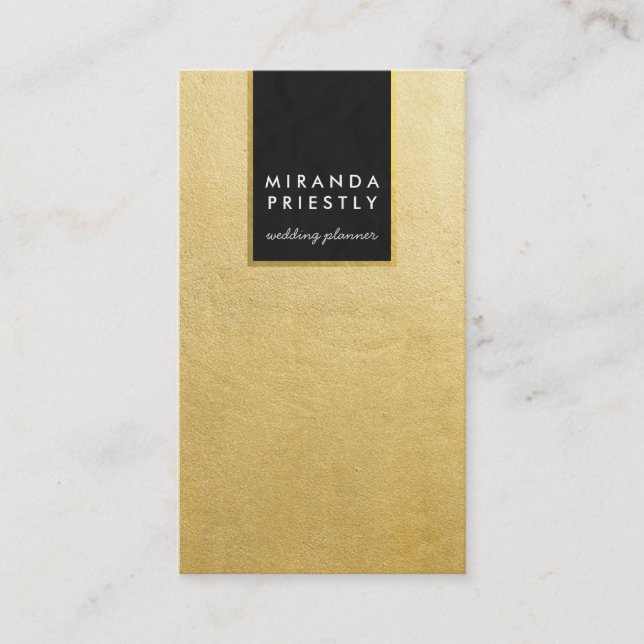 Chic Black & Faux Gold Foil Wedding Event Planners Business Card (Front)
