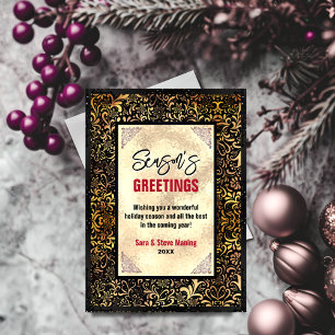 Chic black floral gold Christmas new year