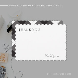 Chic Black Gingham Bridal Shower Thank You Card