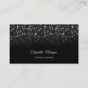 Chic Black Glitter Sequins Elegant Professional Business Card