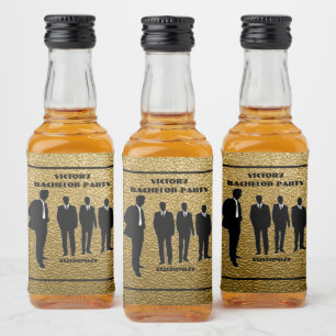 Chic Black & Gold Bachelor Party Liquor Bottle Label