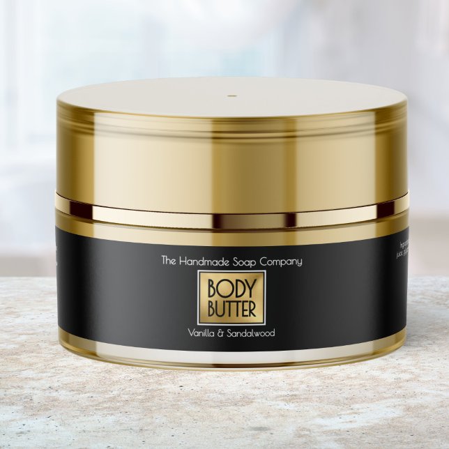 Chic Black & Gold Body Butter Jar Label  (Creator Uploaded)