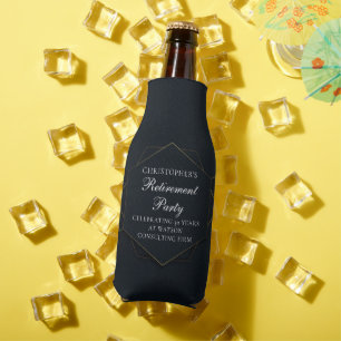 Chic Black Gold Custom Retirement Party Bottle Cooler