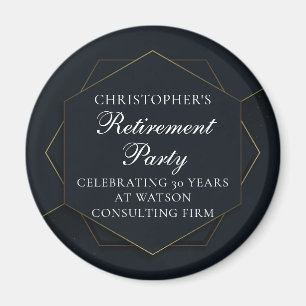 Chic Black Gold Custom Retirement Party Magnet