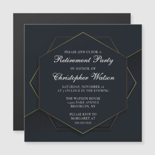 Chic Black Gold Custom Retirement Party Magnetic Invitation