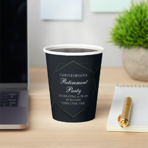 Chic Black Gold Custom Retirement Party Paper Cups