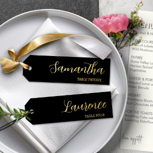 Chic Black & Gold Foil 8 Wedding Place Name Tags Foil Holiday Card