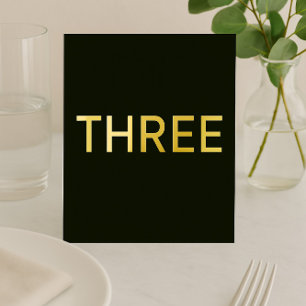 Chic Black & Gold Foil Wedding Table Sign Holiday Card
