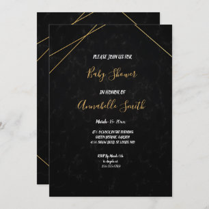 Chic Black & Gold Geometric frame  Baby Shower Invitation
