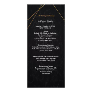 Chic Black & Gold Geometric frame ceremony Program Rack Card