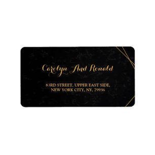 Chic Black & Gold Geometric frame Label