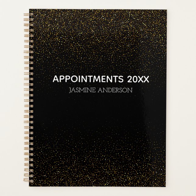 Chic Black Gold Glitter 2024 Weekly Monthly  Planner (Front)