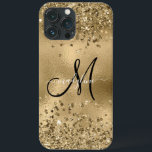 Chic Black Gold Glitters Monogram Name  iPhone 13 Pro Max Case<br><div class="desc">Chic Black Gold Glitters Monogram Name</div>