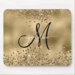 Chic Black Gold Glitters Monogram Name   Mouse Pad<br><div class="desc">Chic Black Gold Glitters Monogram Name</div>