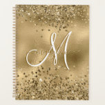 Chic Black Gold Glitters Monogram Name   Planner<br><div class="desc">Chic Black Gold Glitters Monogram Name</div>