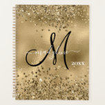 Chic Black Gold Glitters Monogram Name   Planner<br><div class="desc">Chic Black Gold Glitters Monogram Name</div>