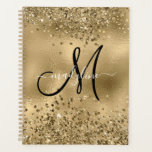 Chic Black Gold Glitters Monogram Name   Planner<br><div class="desc">Chic Black Gold Glitters Monogram Name</div>