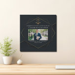 Chic Black Gold Law School Photo Graduation Faux Canvas Print<br><div class="desc">This chic custom law school graduation faux canvas print features a gold geometric hexagon design with scales of justice placed above a photo of the graduate. Modern elegant photograph wall decor for a new lawyer graduating with the class of 2025.</div>