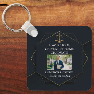 Chic Black Gold Law School Photo Graduation Gift Key Ring