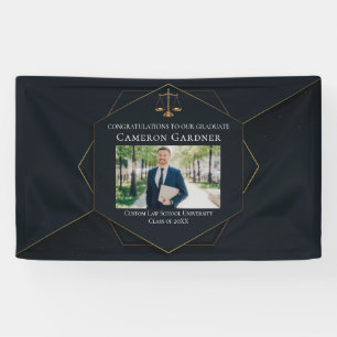Chic Black Gold Law School Photo Graduation Party Banner