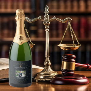 Chic Black Gold Law School Photo Graduation Party Sparkling Wine Label