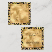 Chic Black Gold Leopard Print Earring Display Card