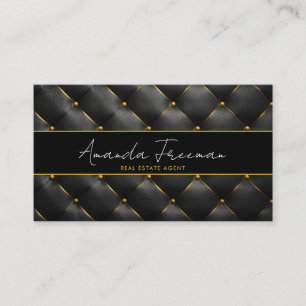 Chic Black & Gold Luxury Real Estate Agent Business Card