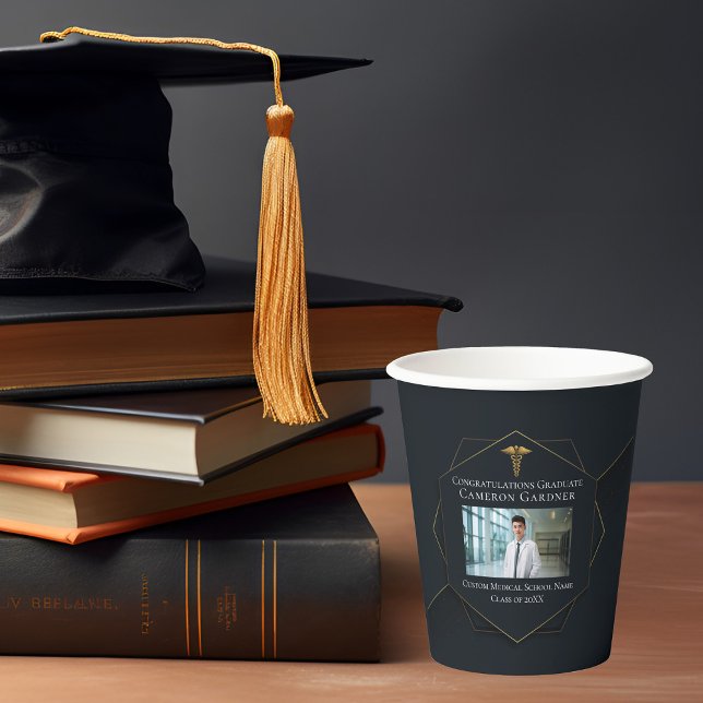 Chic Black Gold Medical School Graduation Party Paper Cups (Creator Uploaded)