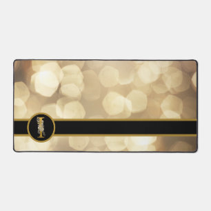 Chic Black & Gold Monogram Desk Mat