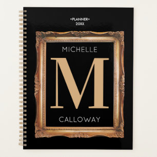 Chic Black & Gold Monogram Planner