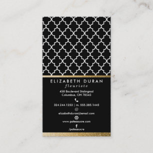 Chic Black Gold Moroccan Tiles Pattern Custom Business Card
