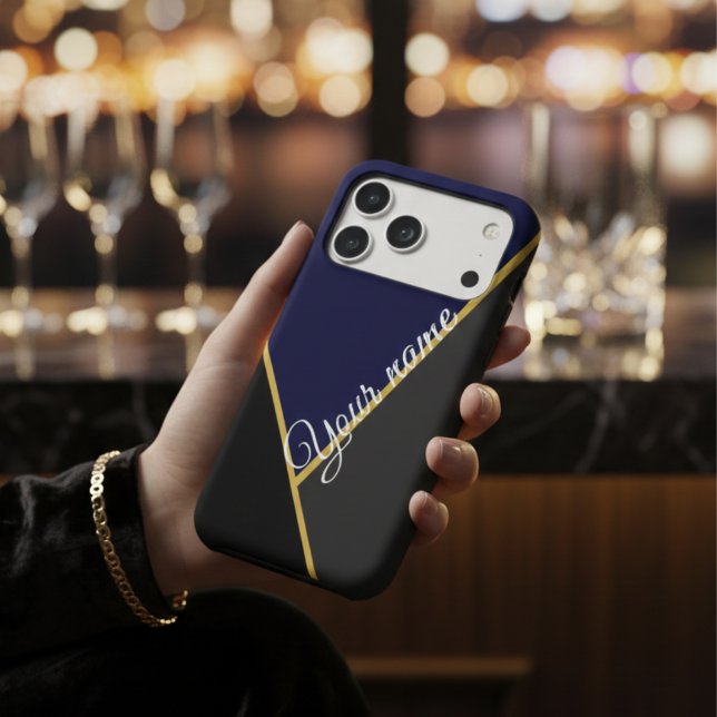 Chic Black Gold & Navy Colour Block Custom Name (Creator Uploaded)