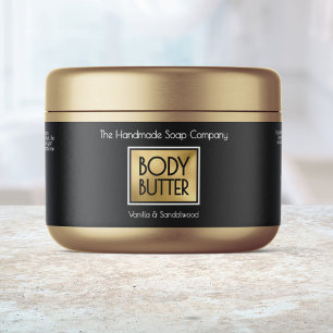 Chic Black, Gold, White Body Butter Jar label