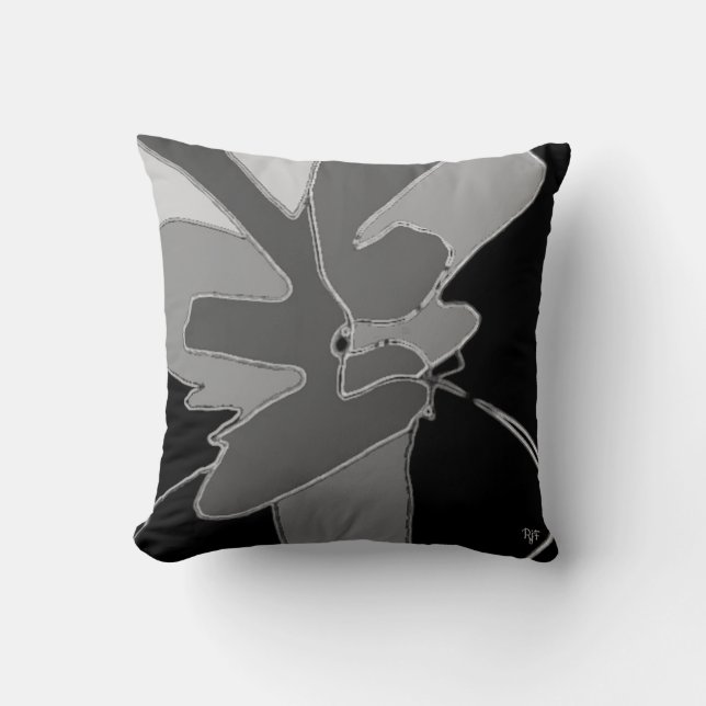 Chic Black & Grey Abstract Art Modern Cushion (Front)