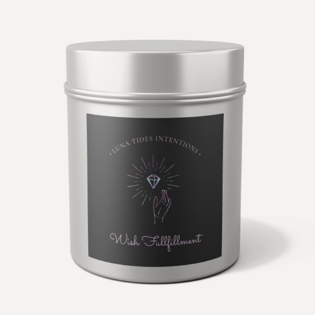 Chic Black Holographic Intention Candles Label (Creator Uploaded)