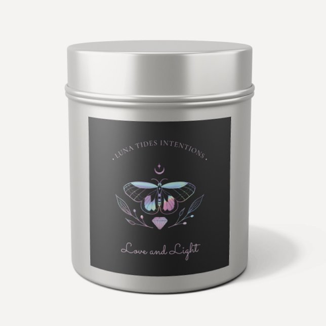 Chic Black Holographic Intention Candles Label (Creator Uploaded)
