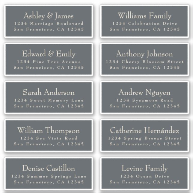 Chic Black Ivory Wedding Guest Address Labels (Front)