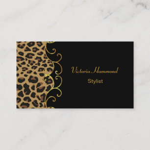 Chic Black & Jaguar Print Business Card