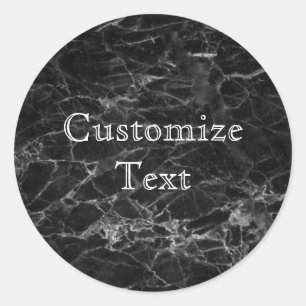 Chic Black Marble Pattern Modern Personalise Classic Round Sticker