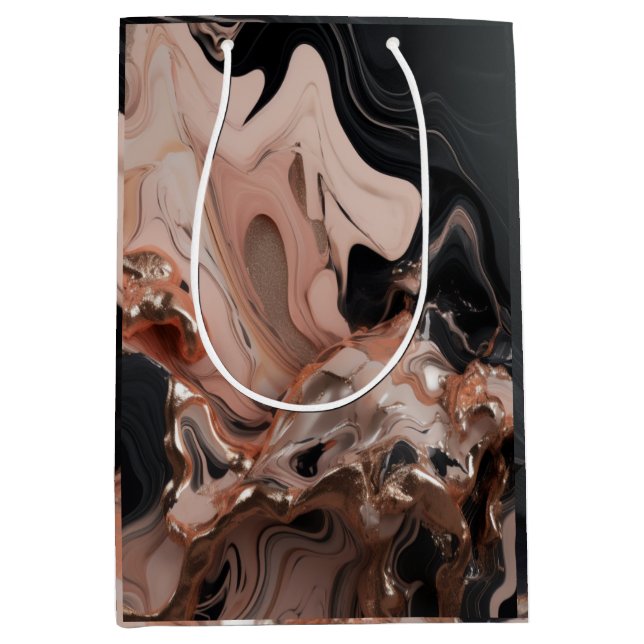 chic black Marble texture  Medium Gift Bag (Front)
