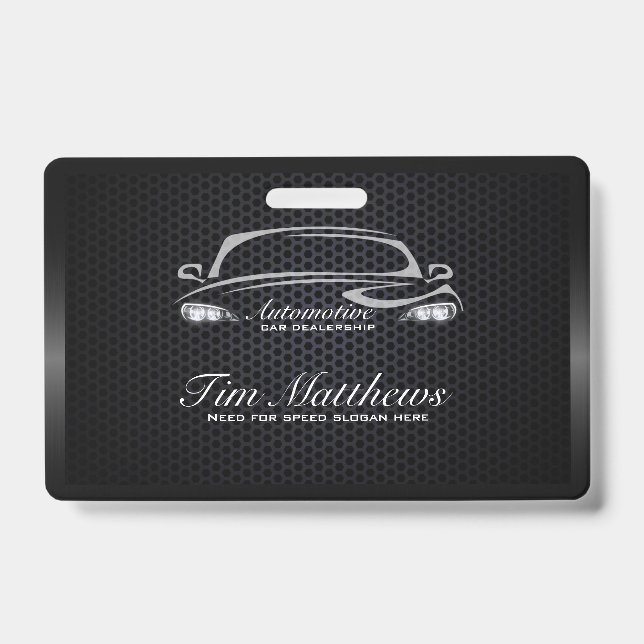 Chic black minimalist modern car business  ID badge (Front)