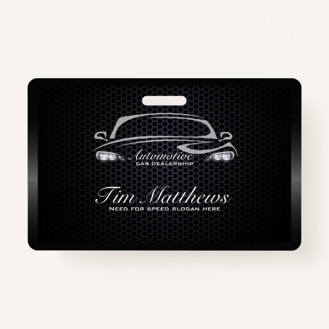 Chic black minimalist modern car business  ID badge (Front)