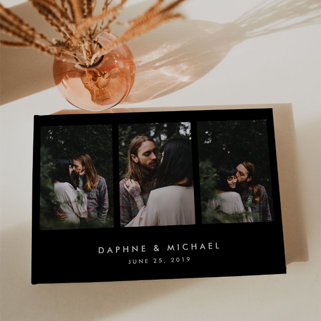 Chic Black Multi Photo Wedding Guest Book (Creator Uploaded)