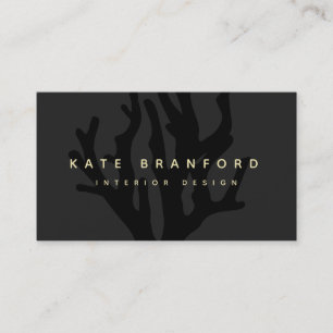 Chic Black Ocean Coral Interior Designer Business Card
