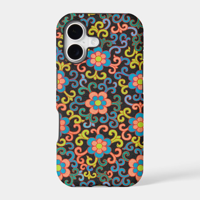 Chic Black Pattern with Colourful Floral  (Back)