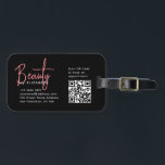 Chic Black Pink Beauty Professional QR Code  Luggage Tag<br><div class="desc">Chic Black Pink Beauty Professional QR Code Luggage Tag</div>