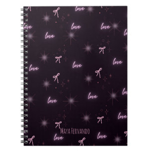 Chic Black & Pink Love-Themed spiral notebook